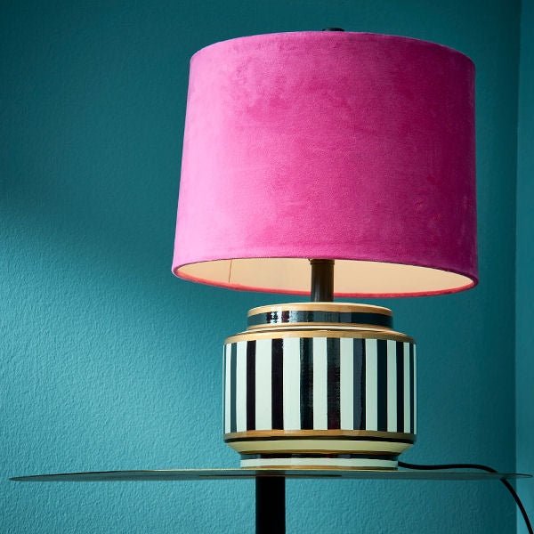 Tiffany Table Lamp Black and White with Pink Shade - |VESIMI Design| Luxury Bathrooms and Home Decor