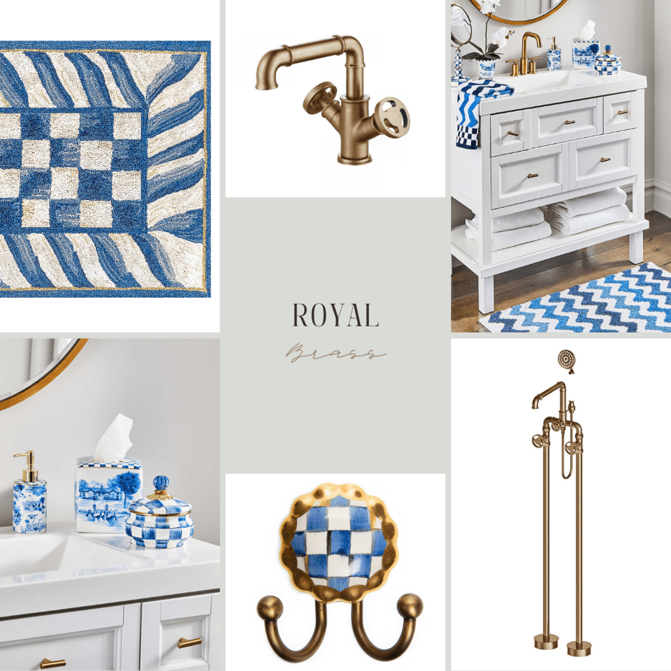 Truly Royal Check Blue & Gold 91 x 152cm Washable Rug - |VESIMI Design|