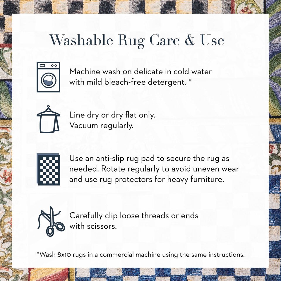 Truly Royal Check Blue & Gold 91 x 152cm Washable Rug - |VESIMI Design|