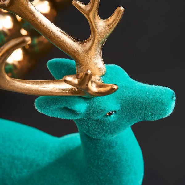 Turquoise Christmas Deer Decoration 24.5cm - |VESIMI Design| Luxury Bathrooms and Home Decor