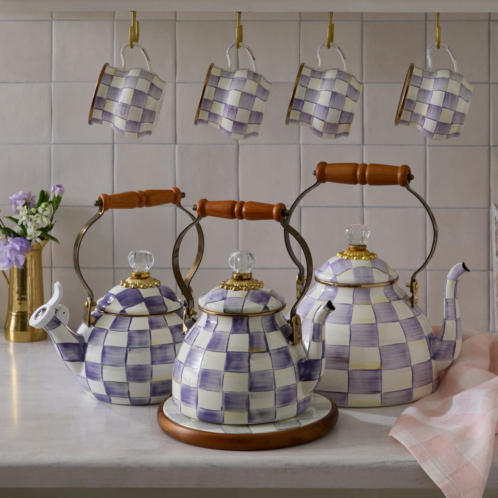 Violet Check 2 Quart Tea Kettle by MacKenzie-Childs