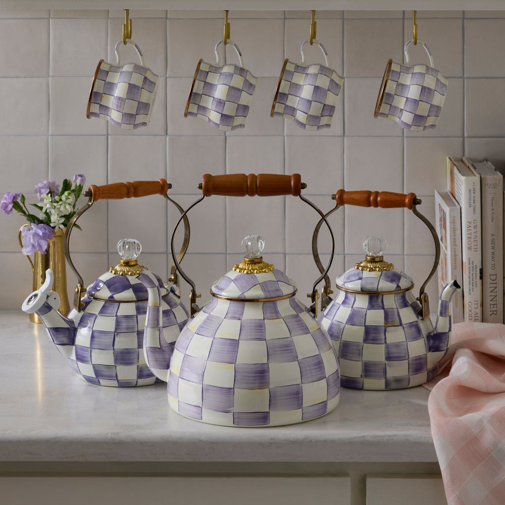 Violet Check 3 Quart Tea Kettle by MacKenzie-Childs