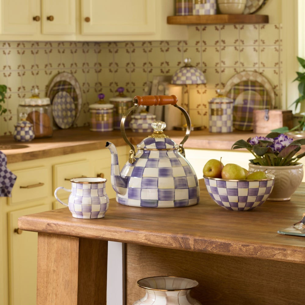 Violet Check 3 Quart Tea Kettle by MacKenzie-Childs