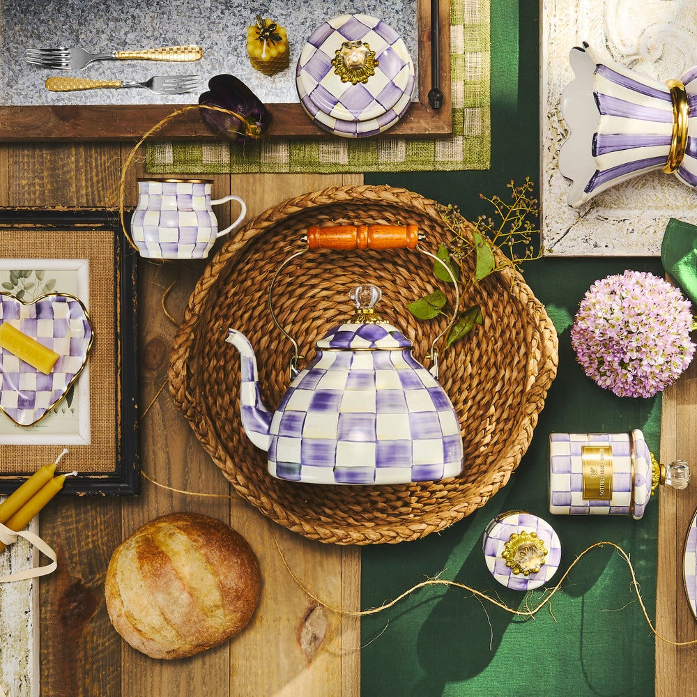 Violet Check 3 Quart Tea Kettle by MacKenzie-Childs