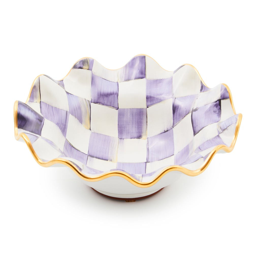 Violet Check Ceramic Fluted Breakfast Bowl by MacKenzie-Childs ...