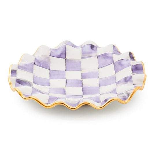 Violet Check Ceramic Fluted Dessert Plate by MacKenzie-Childs