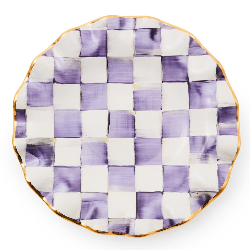 Violet Check Ceramic Fluted Dessert Plate by MacKenzie-Childs