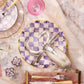 Violet Check Ceramic Fluted Dinner Plate by MacKenzie-Childs