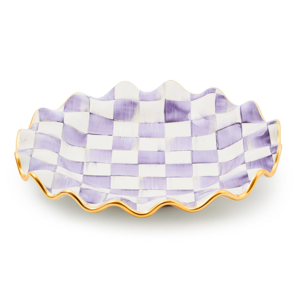 Violet Check Ceramic Fluted Dinner Plate by MacKenzie-Childs