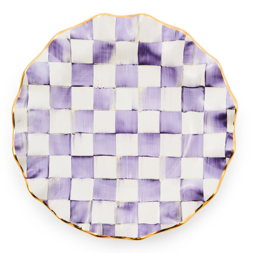 Violet Check Ceramic Fluted Dinner Plate by MacKenzie-Childs