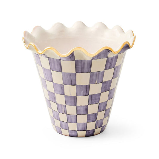 Violet Check Ceramic Jumbo Garden Pot (41 cm tall)
