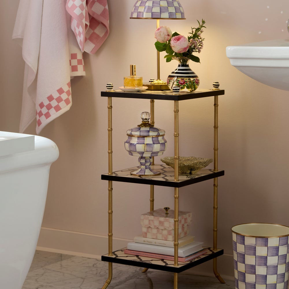 MacKenzie-Childs Violet Check Curiosity Pot