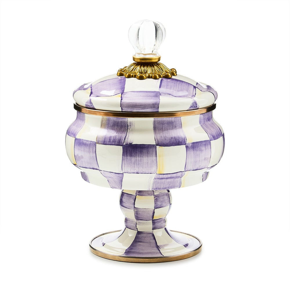 MacKenzie-Childs Violet Check Curiosity Pot