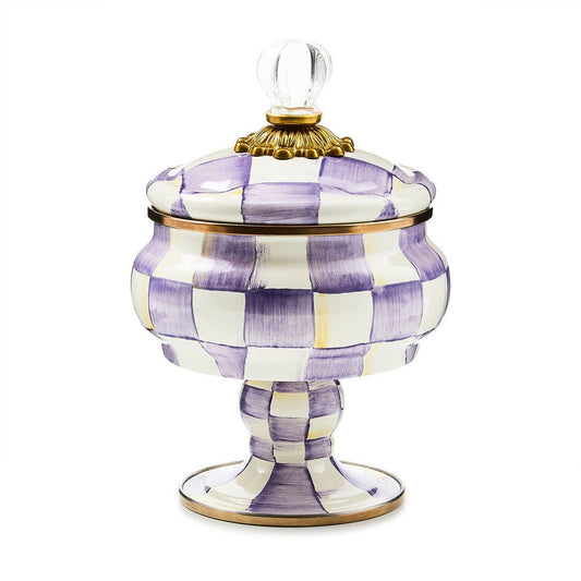 MacKenzie-Childs Violet Check Curiosity Pot
