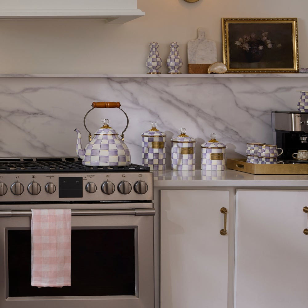 Violet Check Large Canister by MacKenzie-Childs