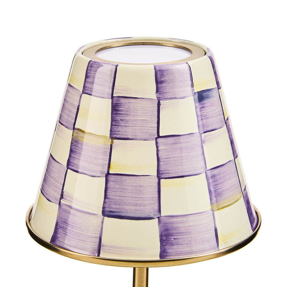 Violet Check LED Rechargeable Cafe Table Lamp by Mackenzie-Childs