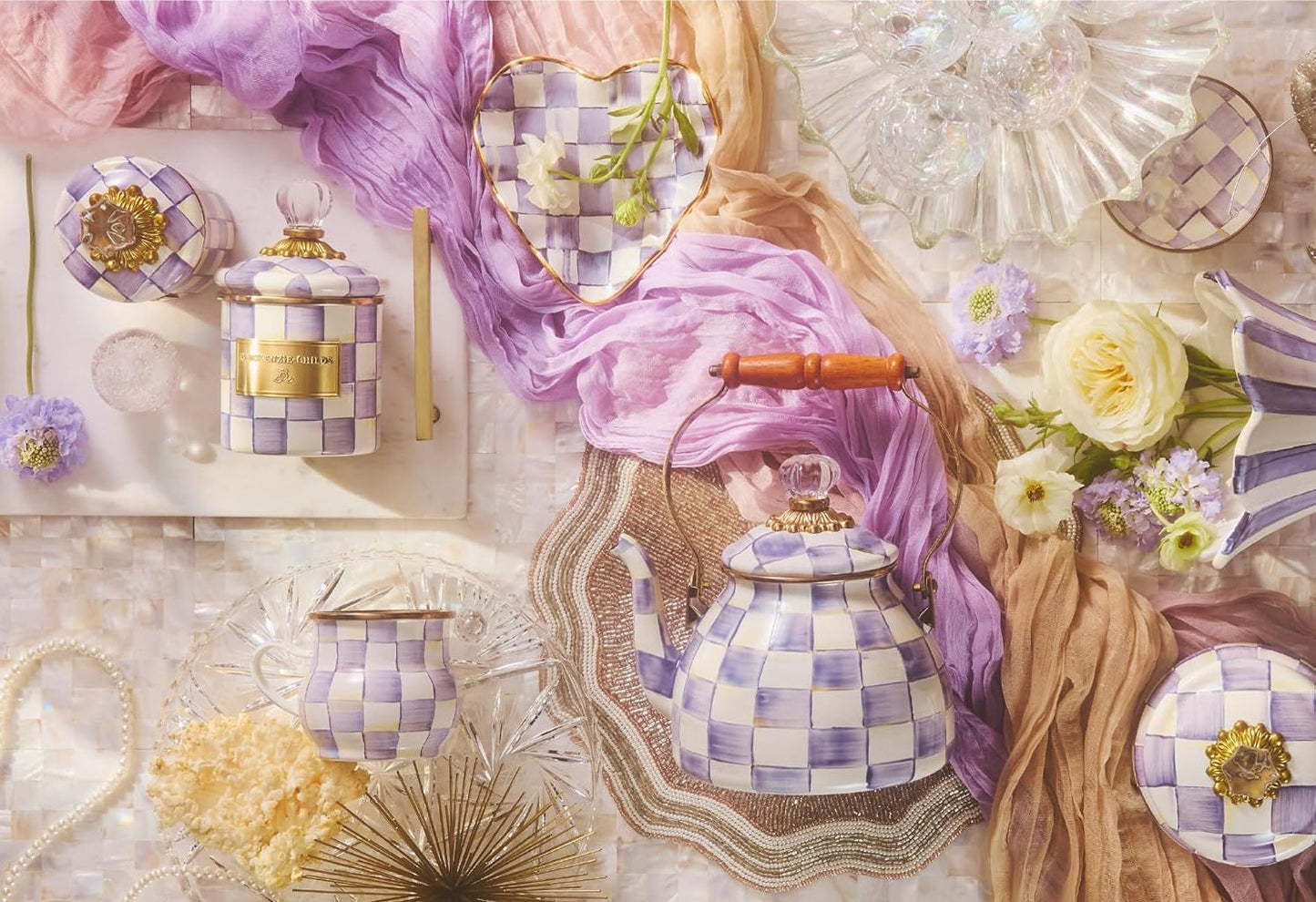 Violet Check Mini Canister by MacKenzie-Childs