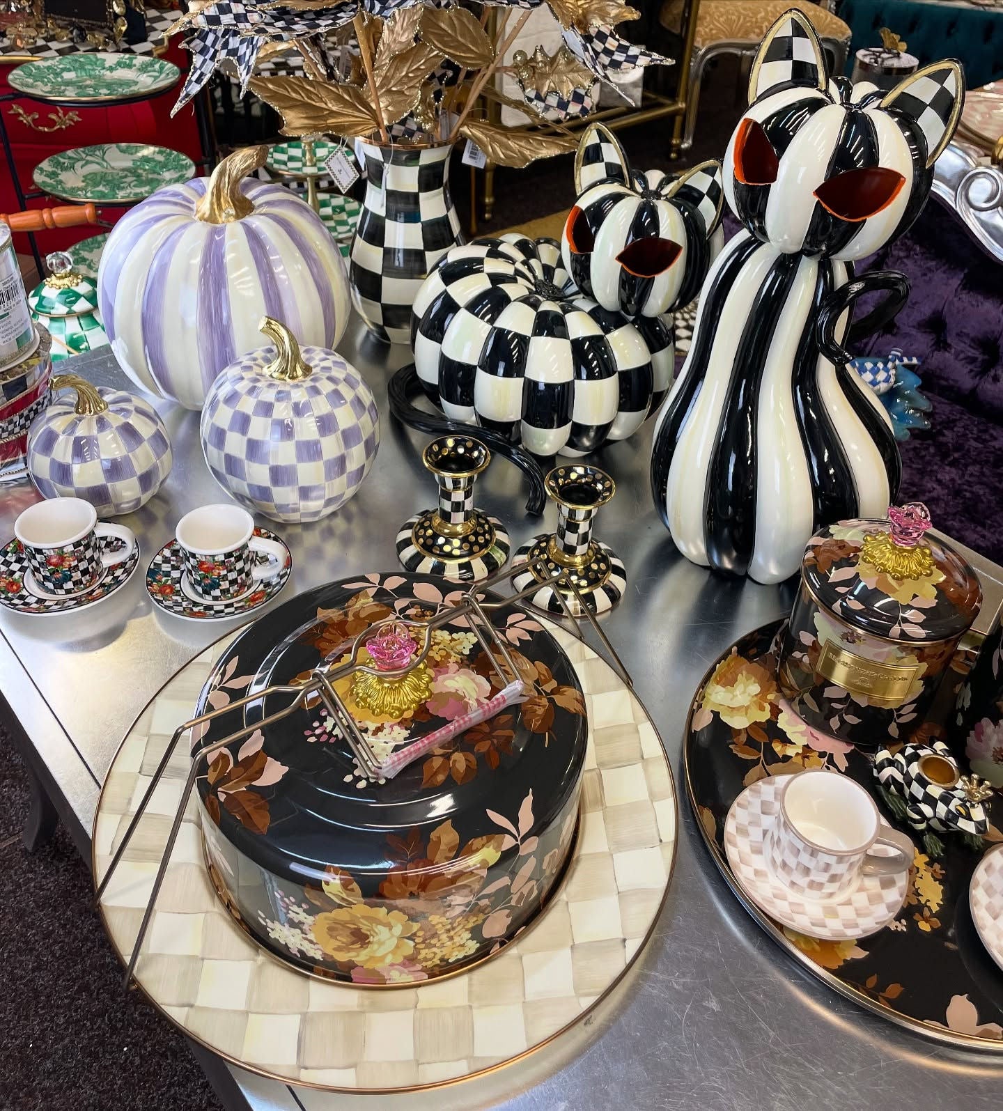 All Violet Check Pumpkins Set by MacKenzie-Childs