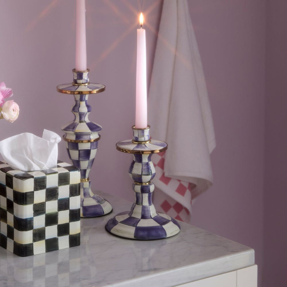 Voilet Check Small Candlestick by MacKenzie-Childs