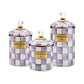 Violet Check Enamel Canisters - Set of 3