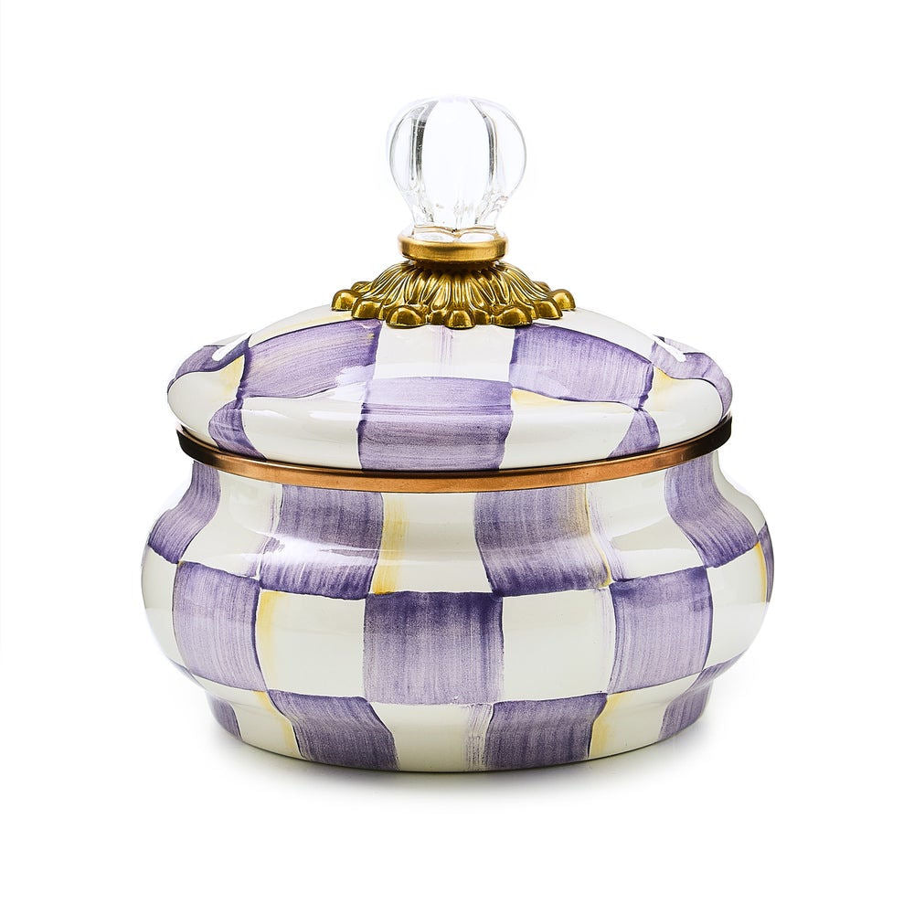 Violet Check Squashed Pot by Mackenzie-Childs
