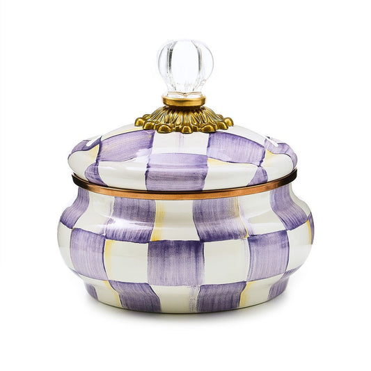 Violet Check Squashed Pot by Mackenzie-Childs