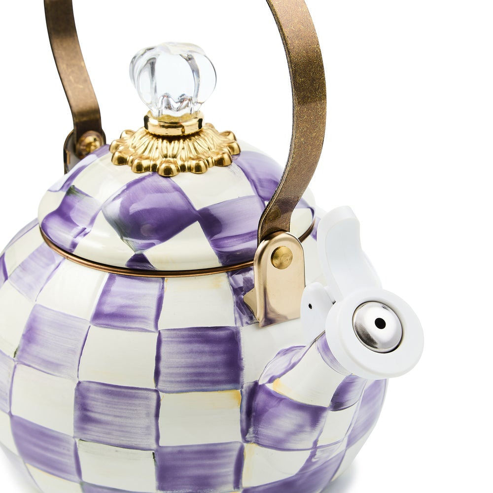 Violet Check Whistling Tea Kettle by MacKenzie-Childs