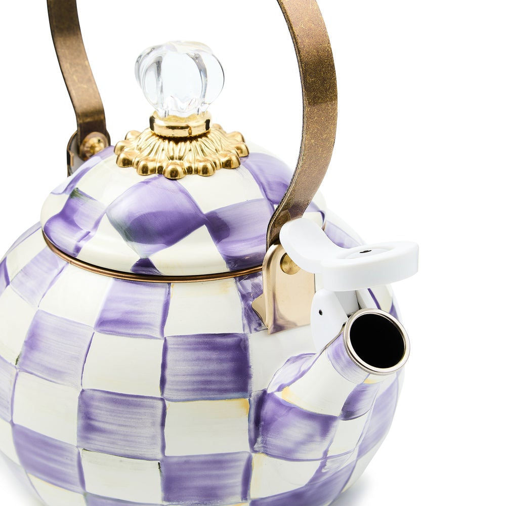 Violet Check Whistling Tea Kettle by MacKenzie-Childs