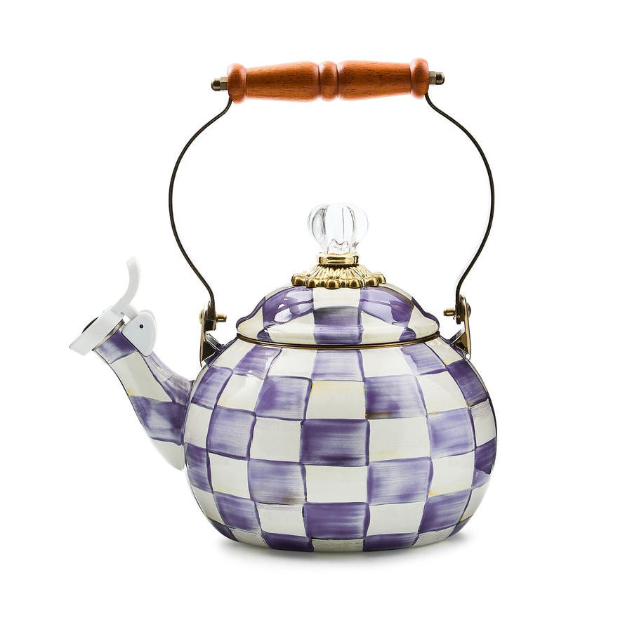 Violet Check Whistling Tea Kettle by MacKenzie-Childs