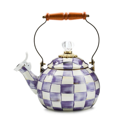 Violet Check Whistling Tea Kettle by MacKenzie-Childs