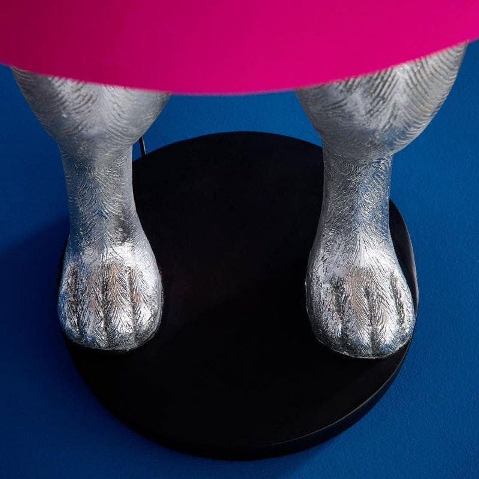 Large Floor Lamp Hiding Rabbit, Silver/Pink