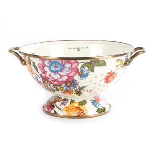 White Flower Market Large Colander MacKenzie - Childs - |VESIMI Design| Luxury Bathrooms and Home Decor