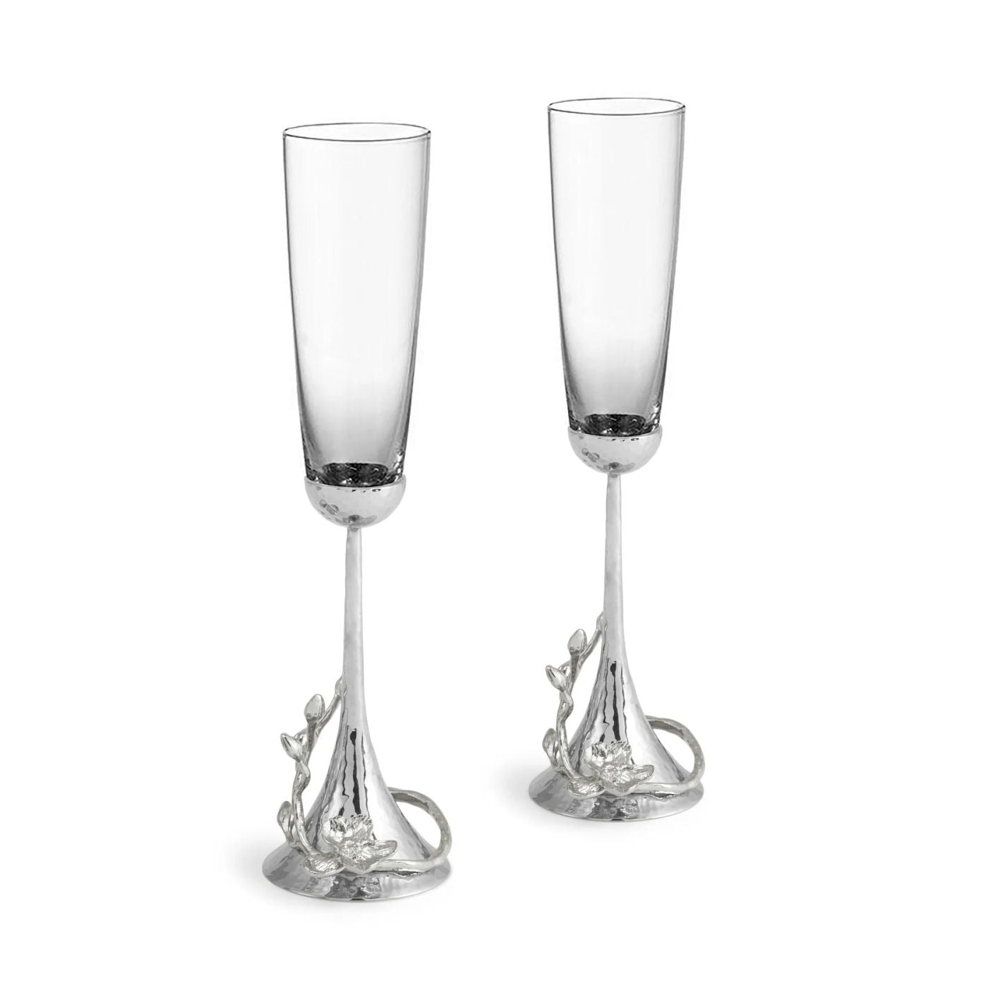 White Orchid Toasting Flute - Set of 2 by Michael Aram