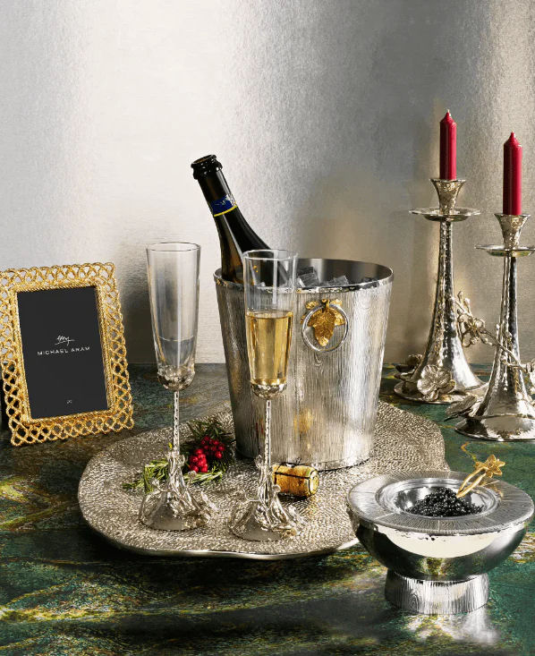 White Orchid Toasting Flute - Set of 2 by Michael Aram