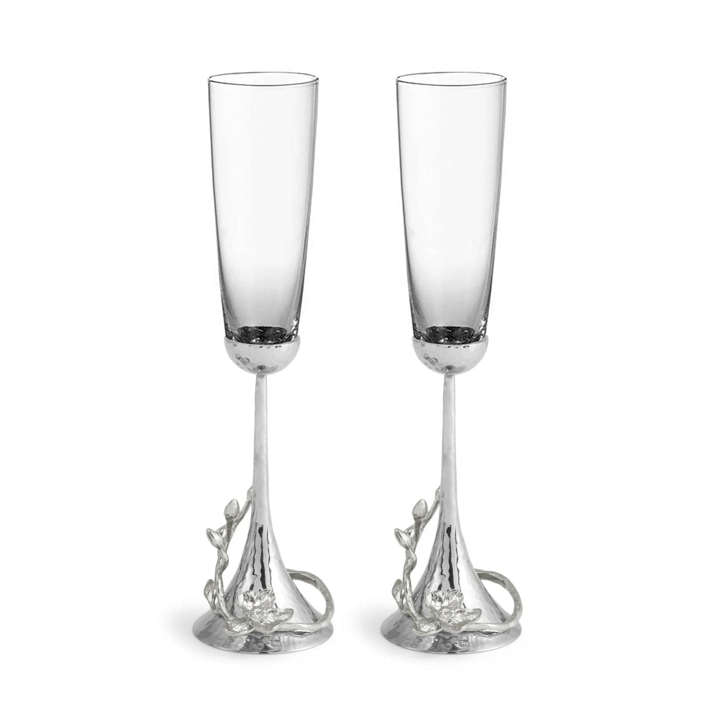 White Orchid Toasting Flute - Set of 2 by Michael Aram