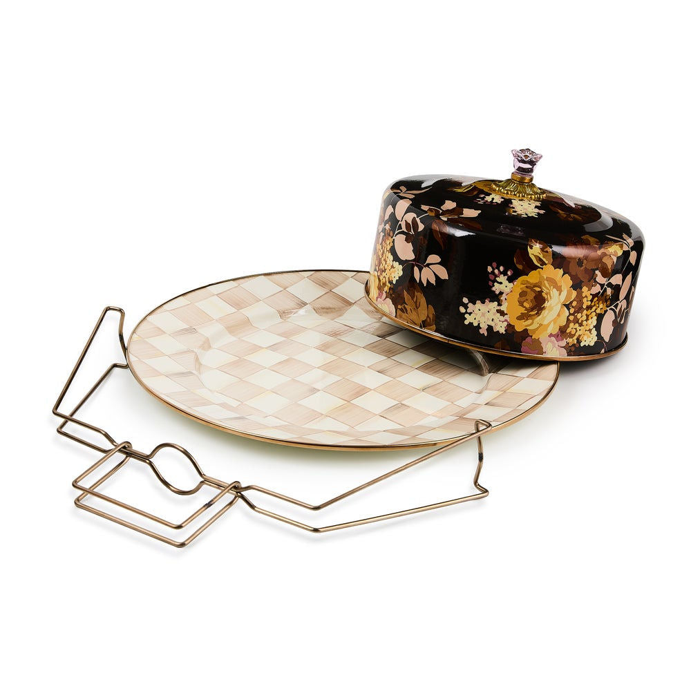 Wild Rose Brown Cake Carrier MacKenzie-Childs