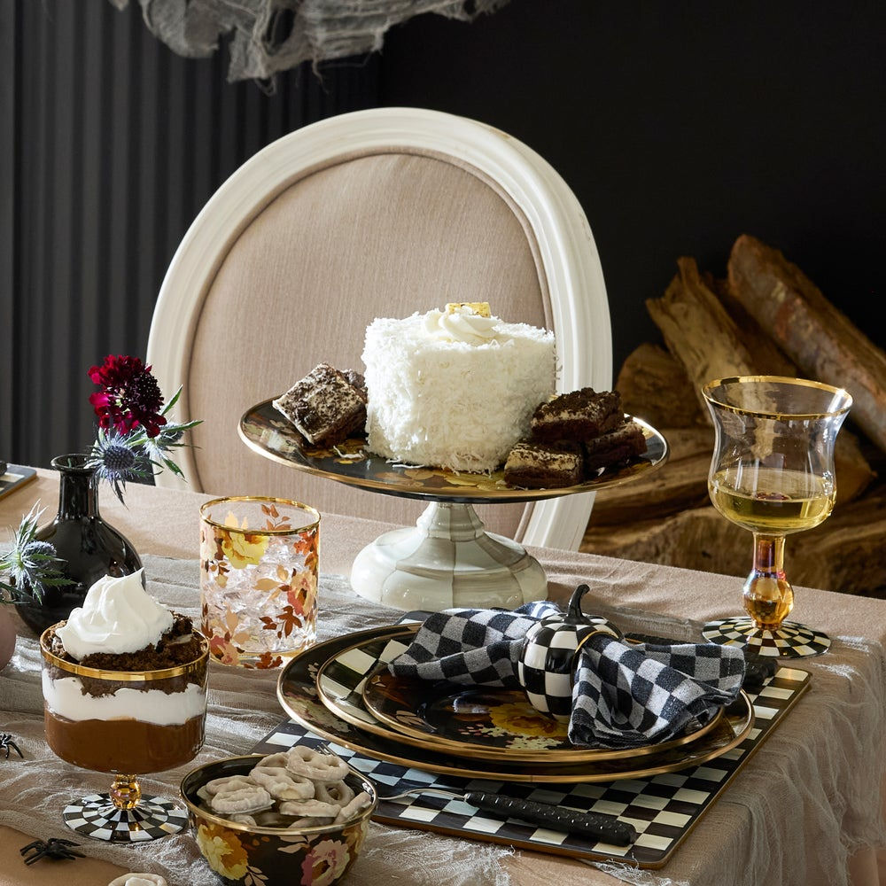 Wild Rose Brown Large Pedestal Platter