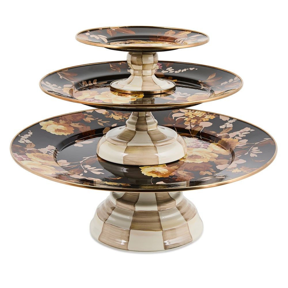Wild Rose Brown Large Pedestal Platter