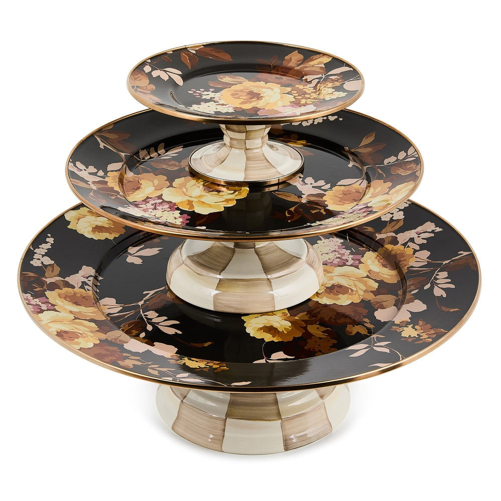 Wild Rose Brown Mini Pedestal Platter by MacKenzie-Childs