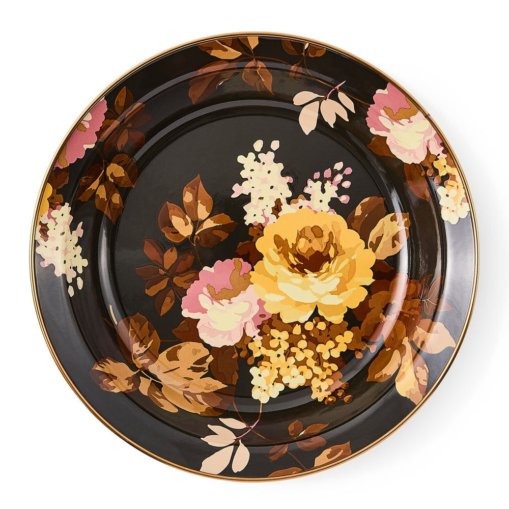 Wild Rose Brown Pie Plate by MacKenzie-Childs