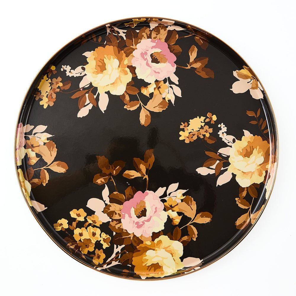 Wild Rose Brown Round Tray