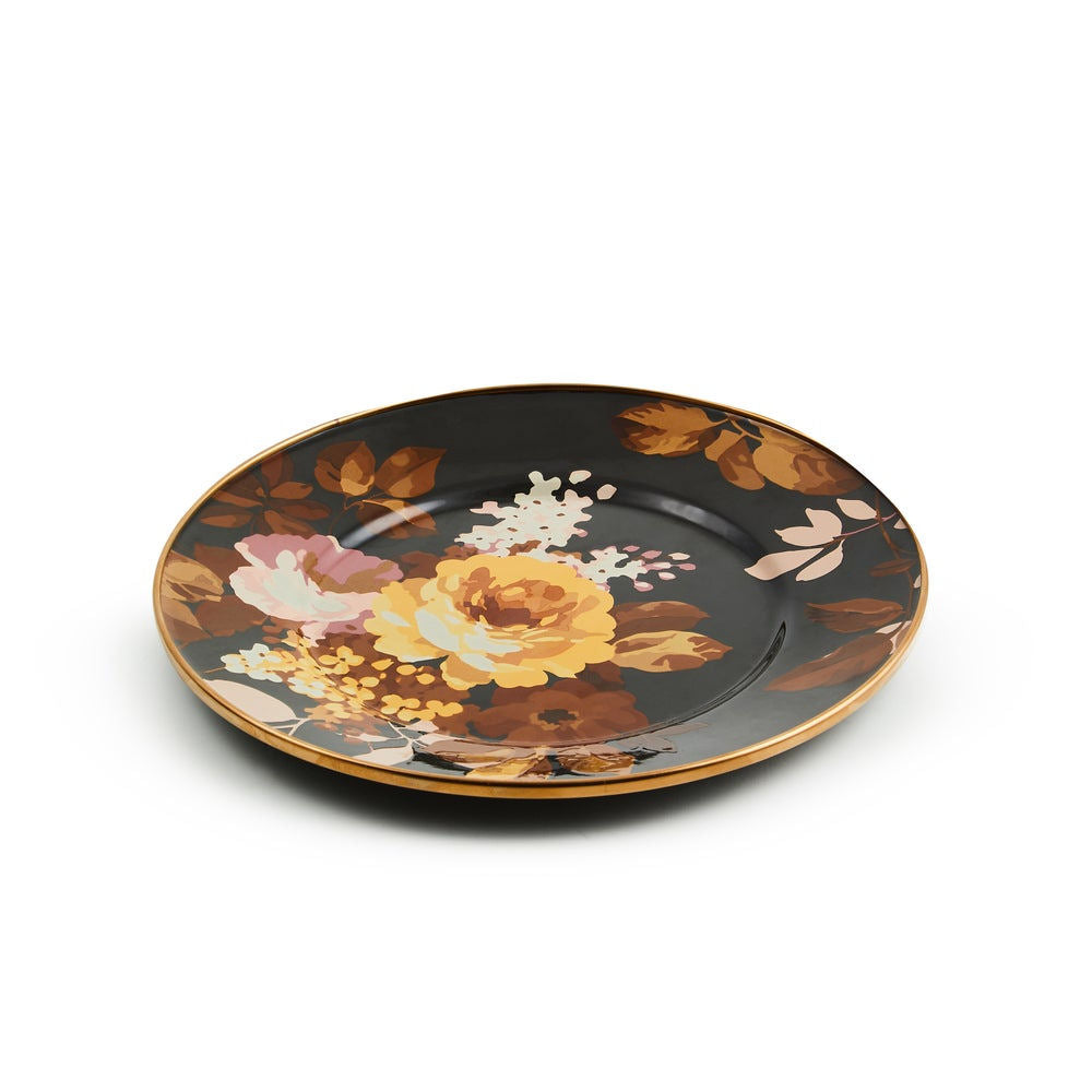 Wild Rose Brown Salad Plate by MacKenzie-Childs