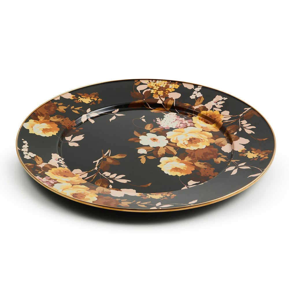 Mackenzie-Childs Wild Rose Brown Serving Platter