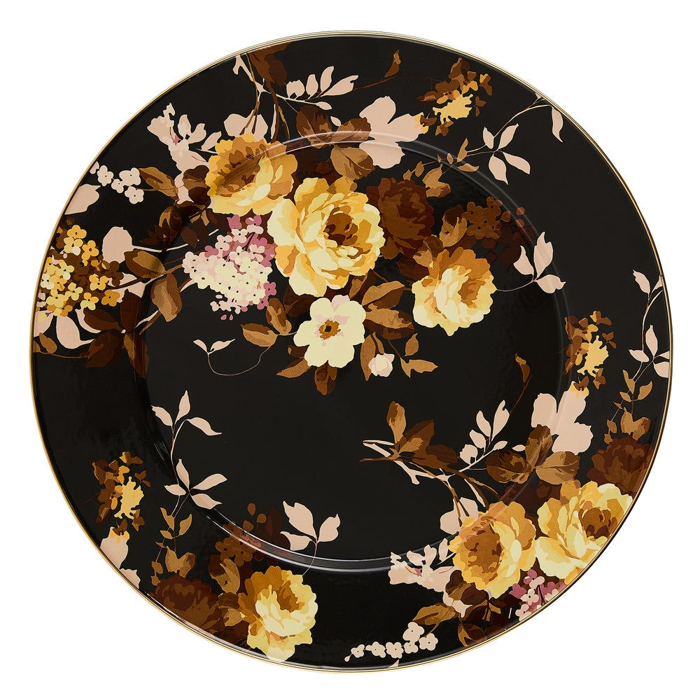 Mackenzie-Childs Wild Rose Brown Serving Platter