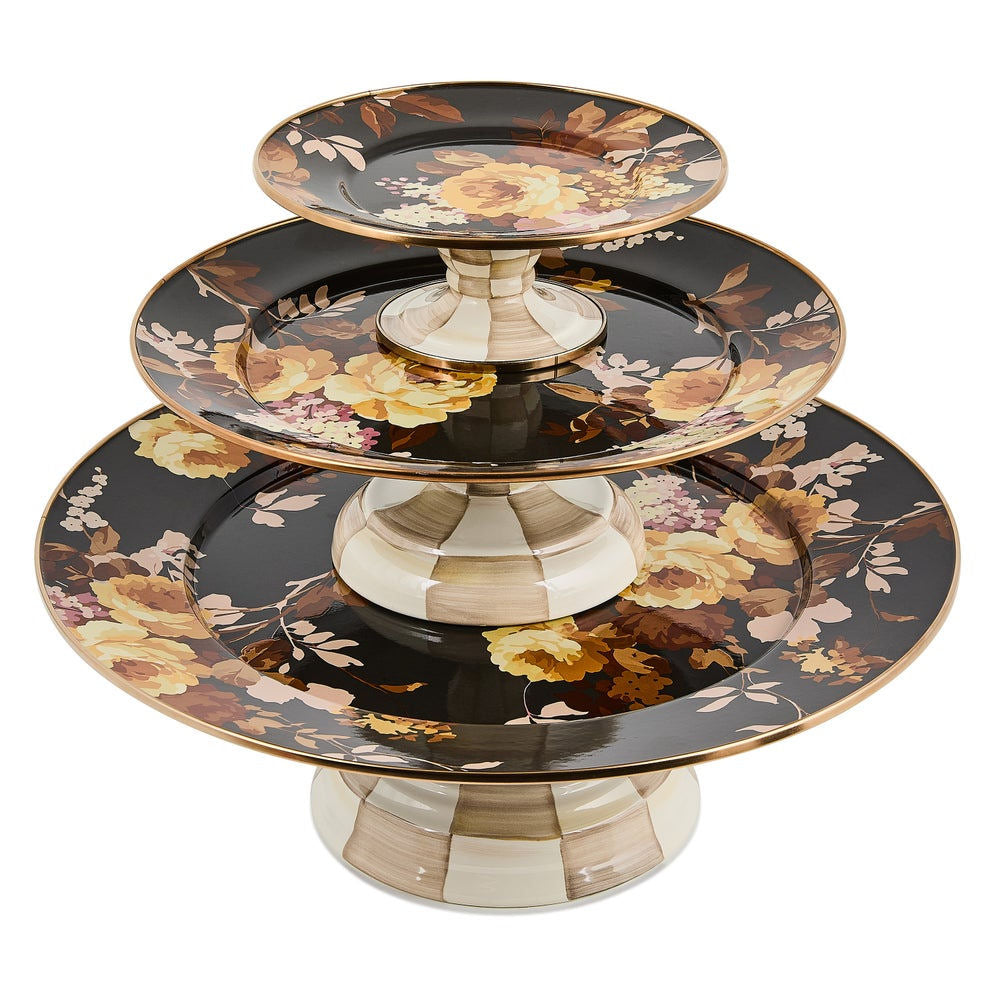 Wild Rose Brown Small Pedestal Platter by MacKenzie-Childs