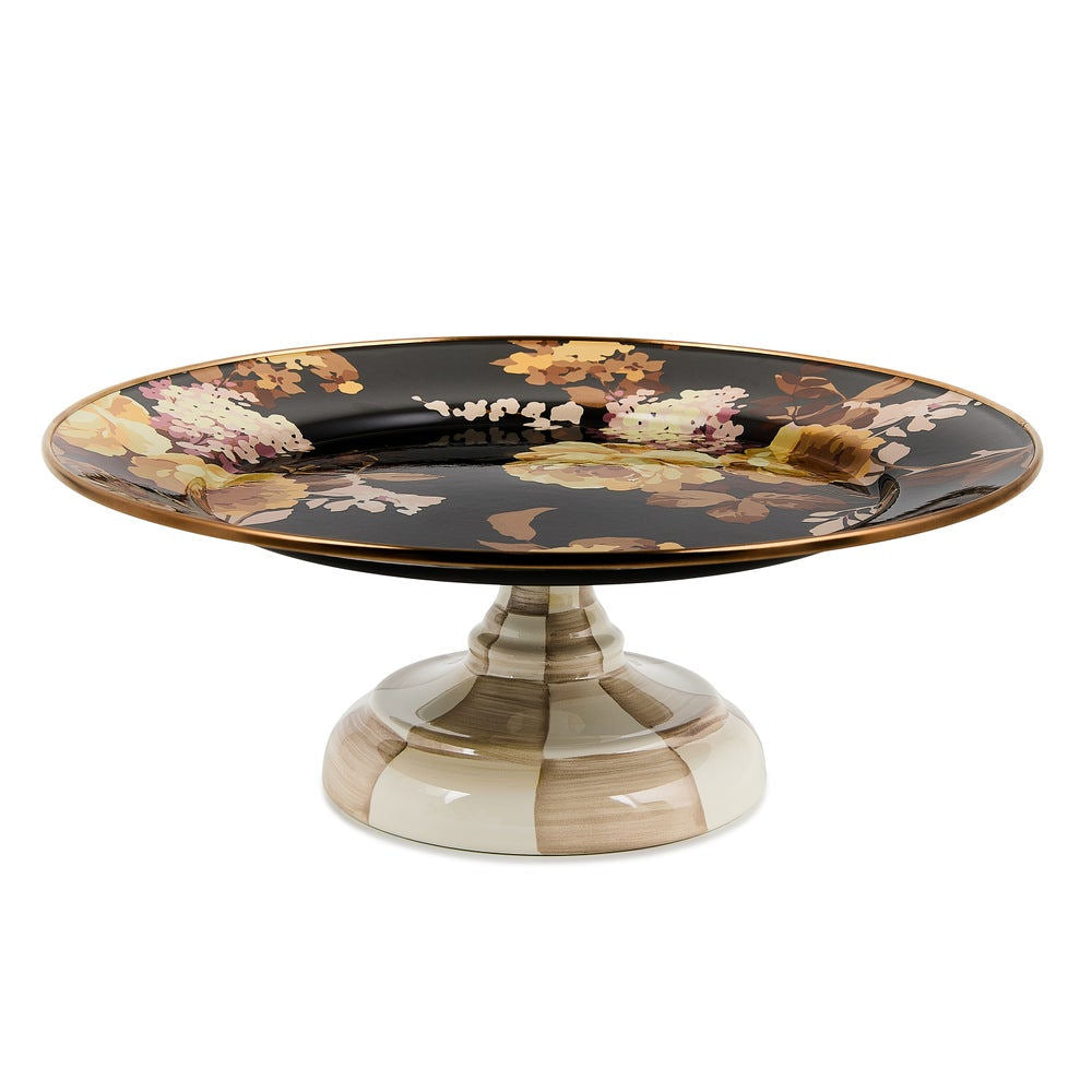 Wild Rose Brown Small Pedestal Platter by MacKenzie-Childs