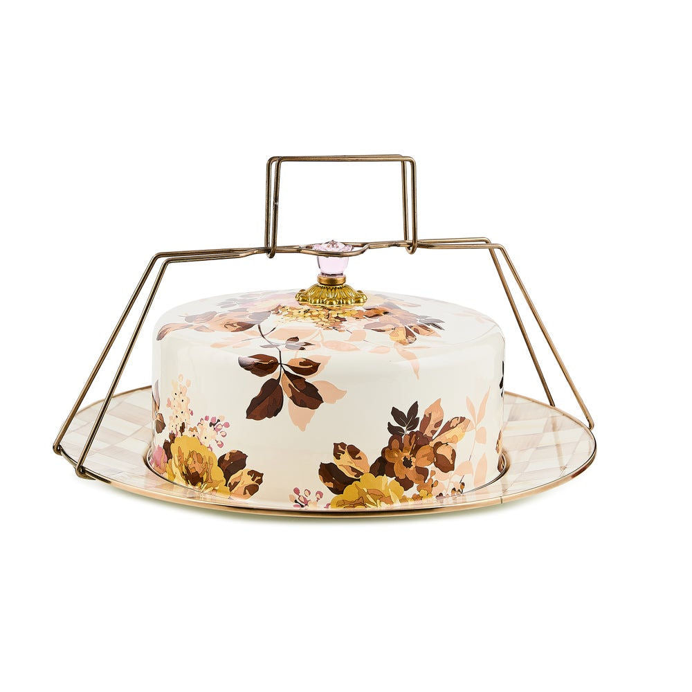 Wild Rose White Cake Carrier MacKenzie-Childs
