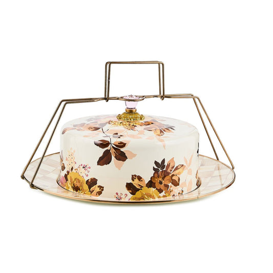 Wild Rose White Cake Carrier MacKenzie-Childs