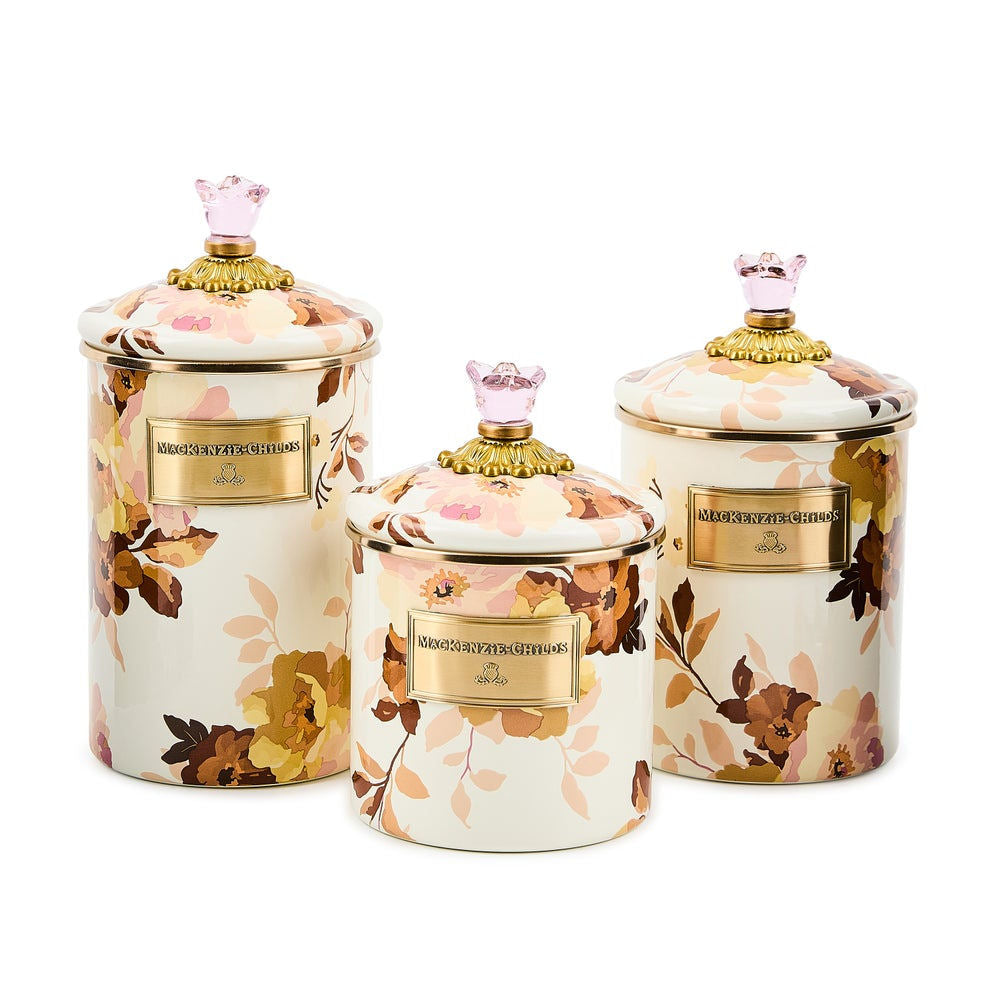 Wild Rose White Large Canister MacKenzie-Childs
