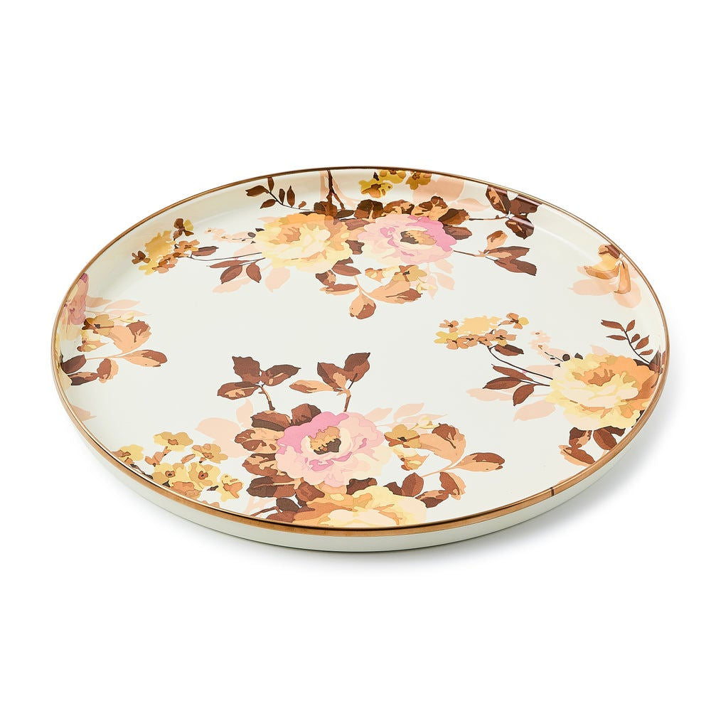 Wild Rose White Round Tray MacKenzie-Childs